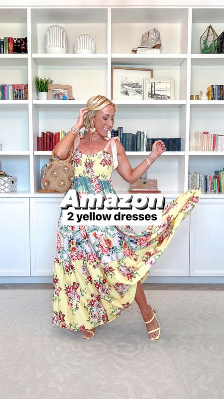 Amazon yellow dresses:
1. Short sleeve, v-neck, eyelet dress - size small. Great quality, fully lined (minus the sleeves & very bottom of the hem), elastic at the waist & comes in other colors. 
2. Smocked, tie straps, floral tiered maxi - size small. Just SO CUTE! Love the colors and patterns. Adjustable straps & has pockets. Comes in other colors. 
• both heels (same style, just different colors) - tts.
* lemon shirt - size small. 
* green pleated skirt - tts (I have a medium from previous years, but now need a small  



#LTKFindsUnder50 #LTKVideo #LTKSeasonal