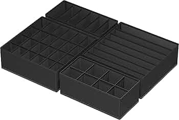 SimpleHouseware Closet Underwear Organizer Drawer Divider 4 Set, Black | Amazon (US)