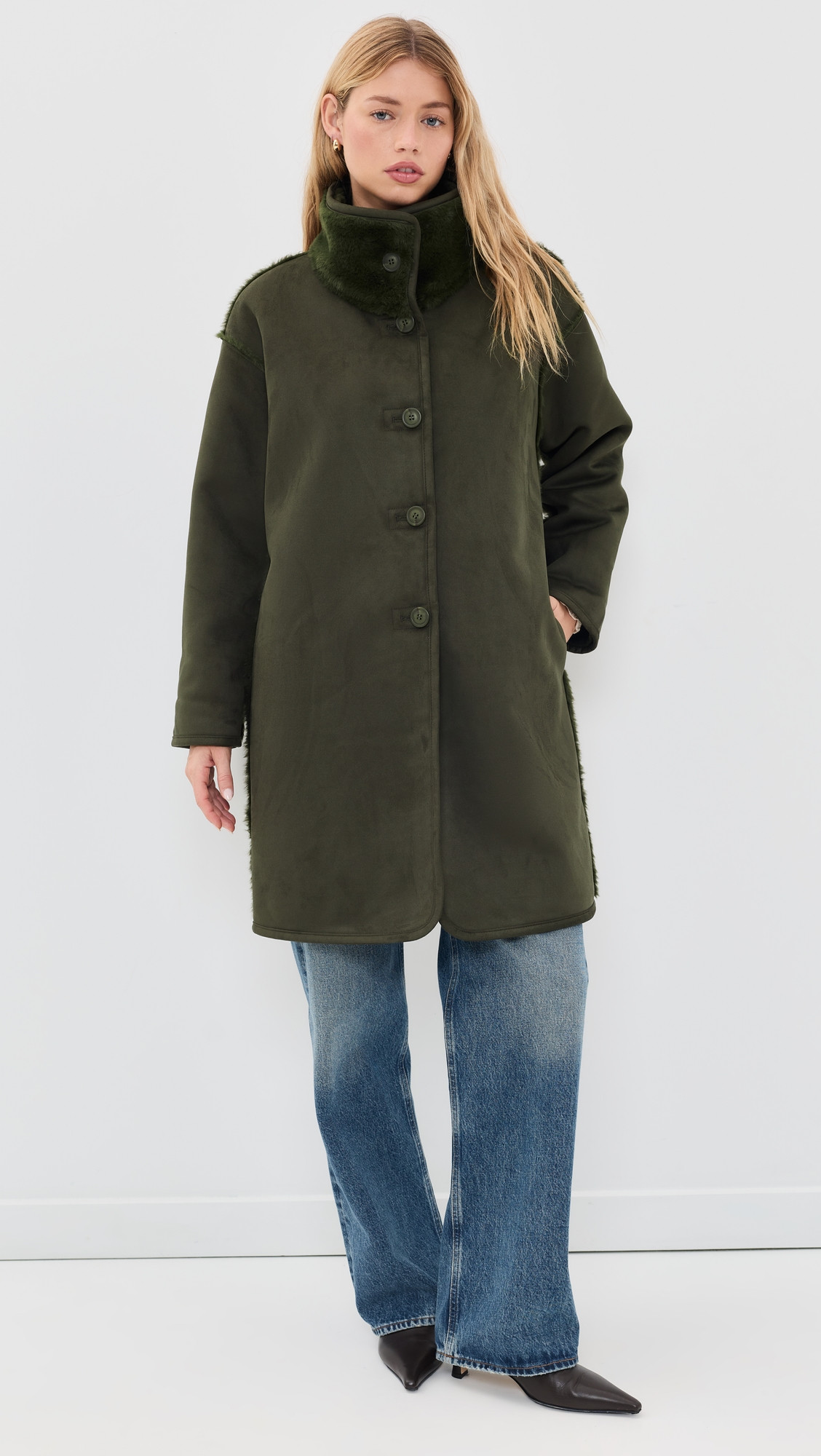 Velvet Faux Suede Yves Coat Hunter Green S | Shopbop