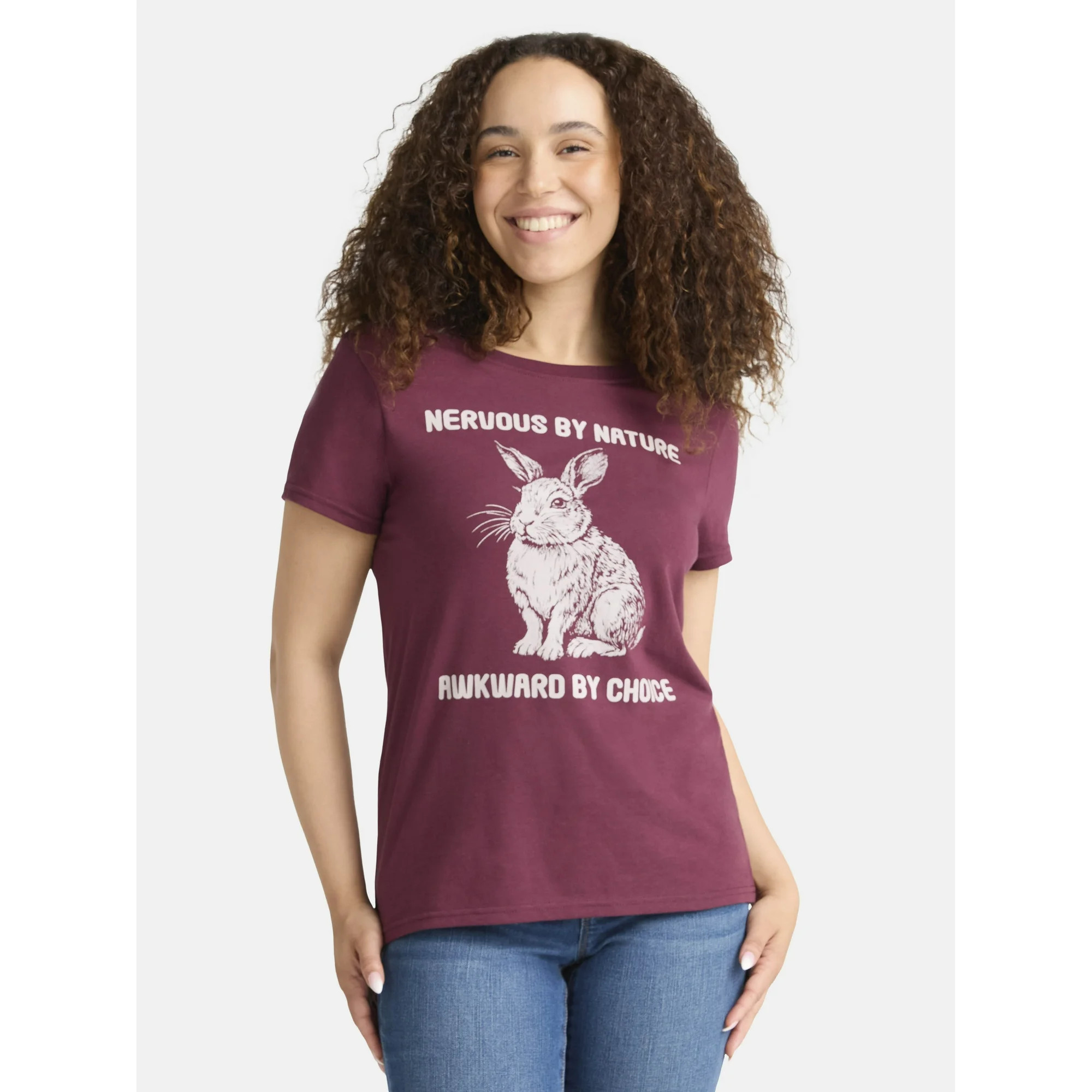 Cactus and Pearl Women's Nervous By Nature Graphic Tee, Sizes XXS-2XL - Walmart.com | Walmart (US)
