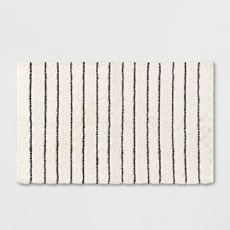 Striped Bath Rug White/Black - Opalhouse™ | Target