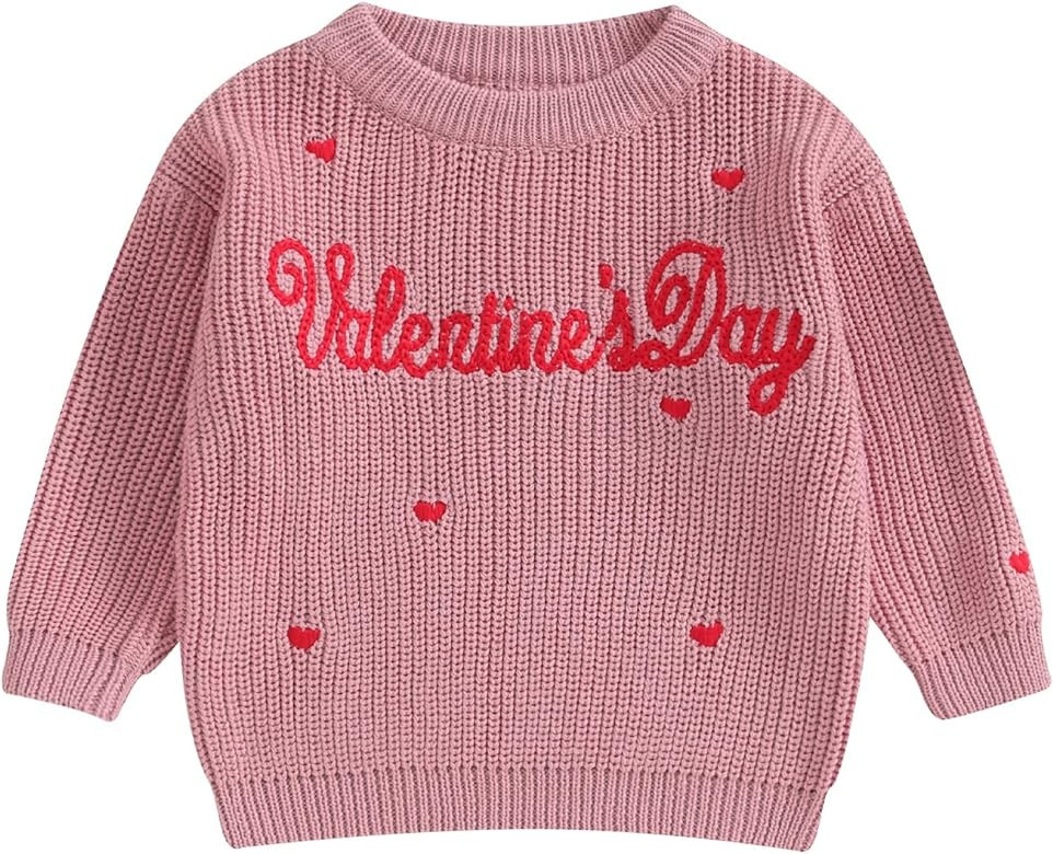 Lesimsam Toddler Baby Boy Girl Valentine's Day Outfit Heart Knit Sweater Oversized Knitted Pullov... | Amazon (US)