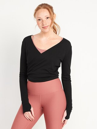 Reversible Long-Sleeve UltraLite Wrap-Effect Back Top for Women | Old Navy (US)
