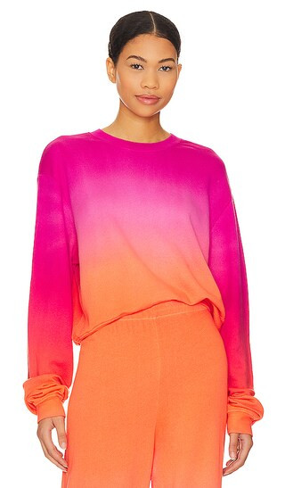 Exon Drop Shoulder Crop Pullover Sweatshirt in Sunset Sorbet | Revolve Clothing (Global)