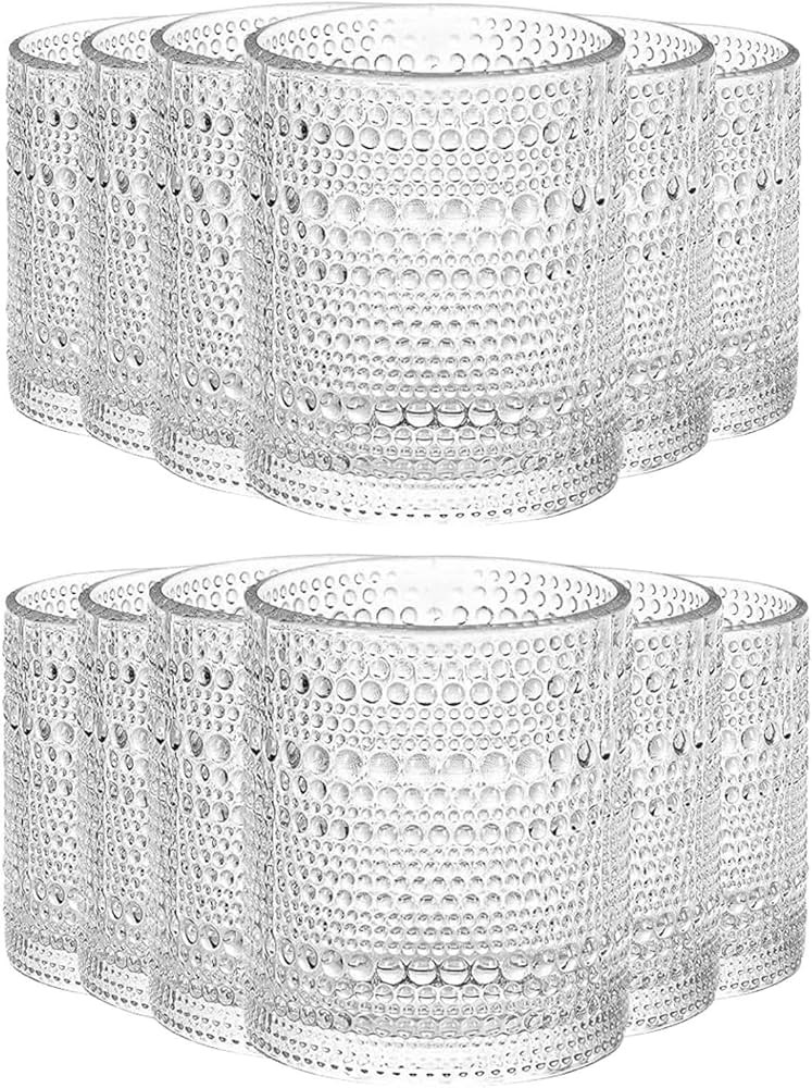 Amzcku Vintage Drinking Glass Set of 12 Kitchen Glasses Cup（13 OZ），for Water，Cocktail，M... | Amazon (US)