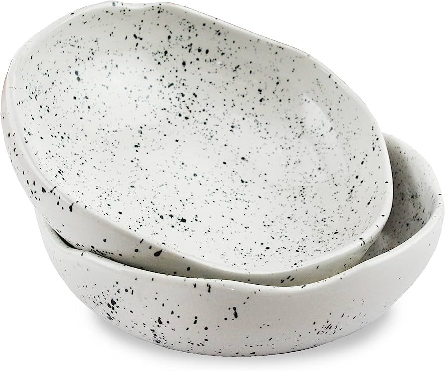 roro Ceramic Stoneware Hand-Molded Speckled Pasta and Dinner Plate Bowl, Lunar White Set of 2 | 7... | Amazon (US)