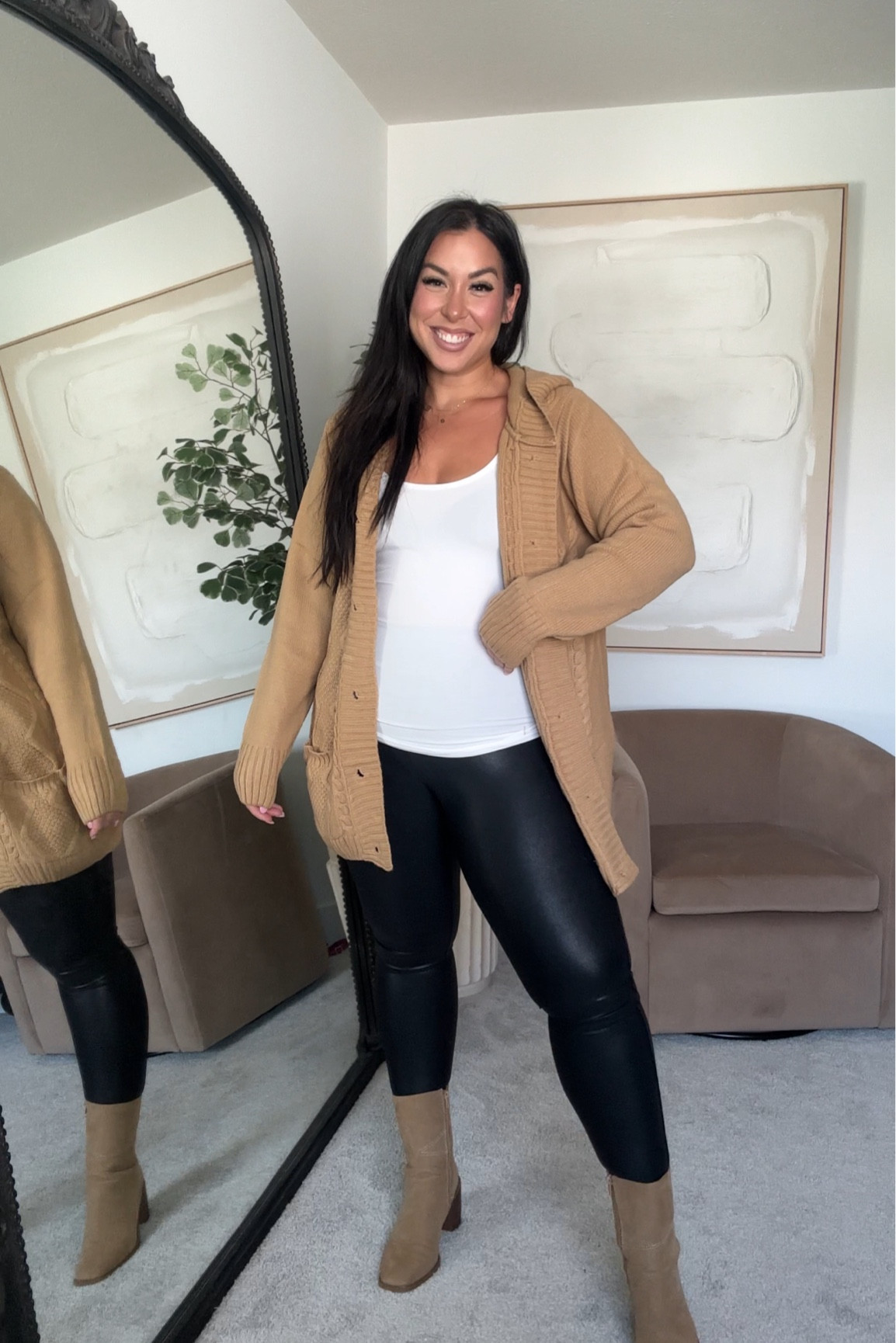 Size xl cardigan 
Size large leggings 

#LTKMidsize