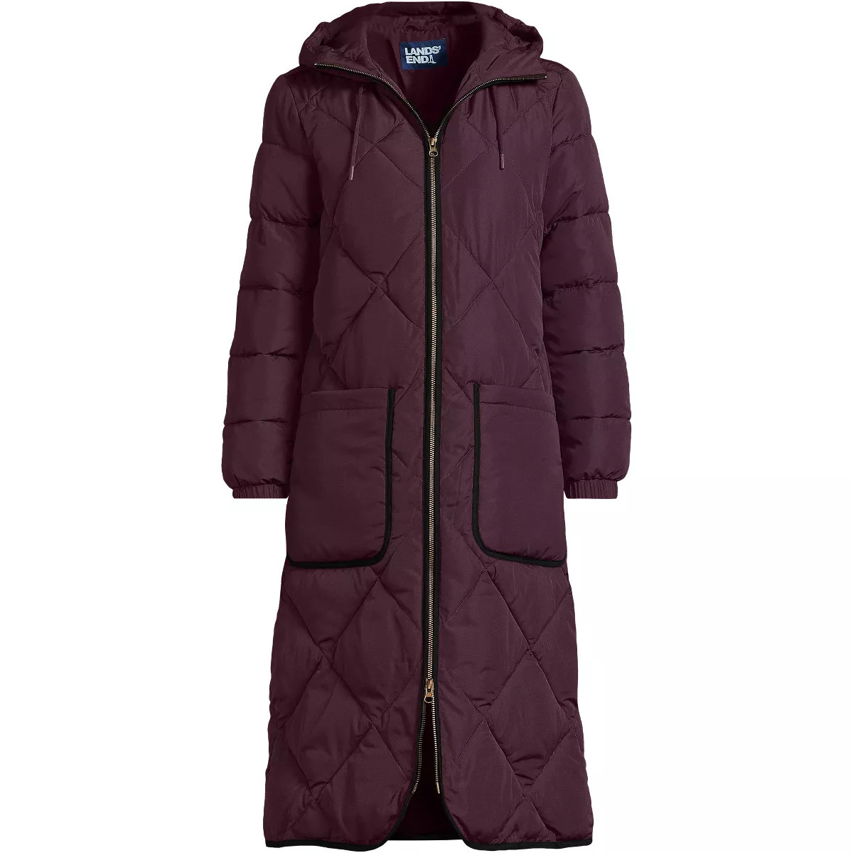 Lands' End Women's FeatherFree Insulated Diamond Quilted Maxi Coat - Medium - Radiant Navy | Target