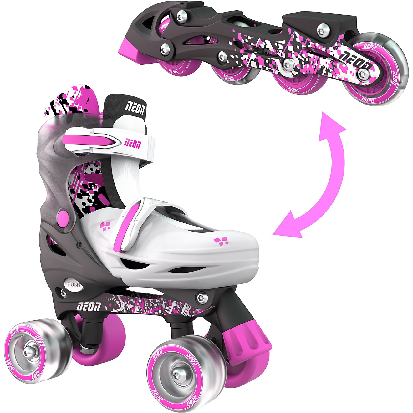 NEON Girls' Combo Inline and Quad Adjustable Light-Up Skates | Academy | Academy Sports + Outdoors
