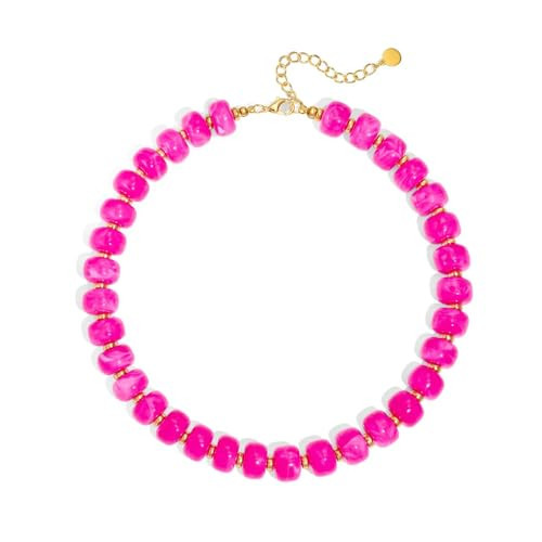 Zhuozatrfa Chunky Beaded Necklaces Rose Red Resin Beads Necklace Chunky Choker Necklaces Unique Handmade Statement Jewelry Trendy Jewelry | Amazon (US)