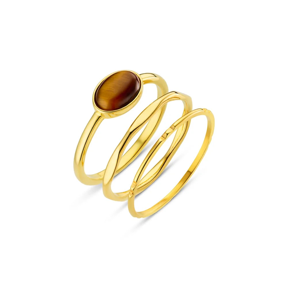 Semi-Precious Tiger's Eye Ring Stacking Set | Orelia