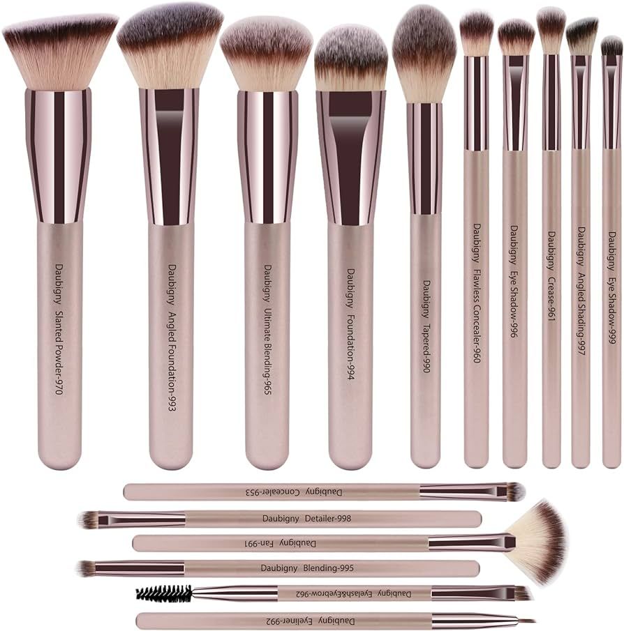 Makeup Brushes, Daubigny 16Pcs Complete Premium Synthetic Makeup Brush Set with Professional Foun... | Amazon (US)