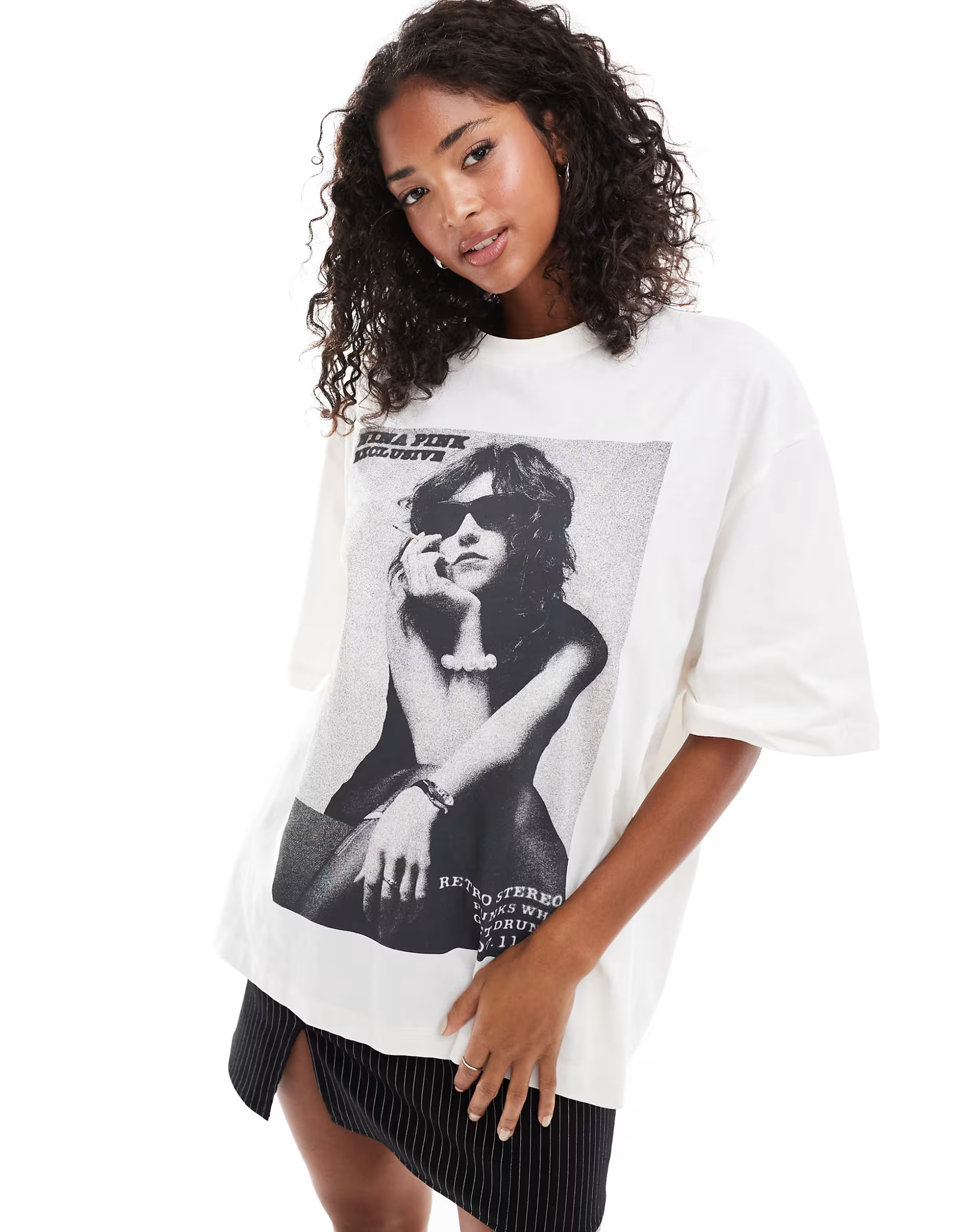 ASOS DESIGN oversized rock black and white photograph t-shirt in white | ASOS (Global)