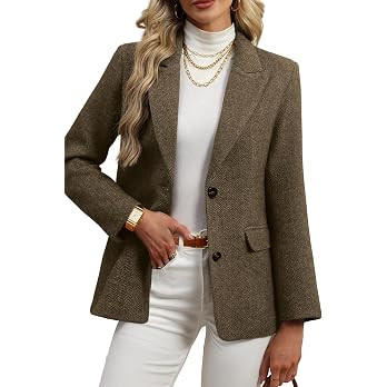 ELLEVEN Wool Blend Tweed Herringbone Blazers for Women | Amazon (US)
