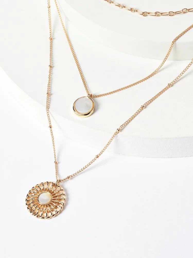 Buy Gold Tone Floral 3 Row Necklace from Next Belgium | Next EU