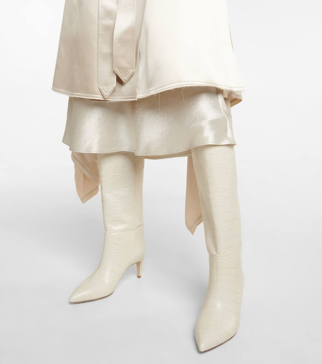 Croc-effect leather knee-high boots | Mytheresa (US/CA)