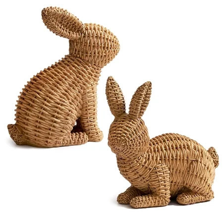 Ayieyill 2 Pcs Easter Rabbit Decor, Easter Rattan Bunny Resin Ornaments for Home Courtyard Tabletop to Enhance The Easter Atmosphere | Walmart (US)