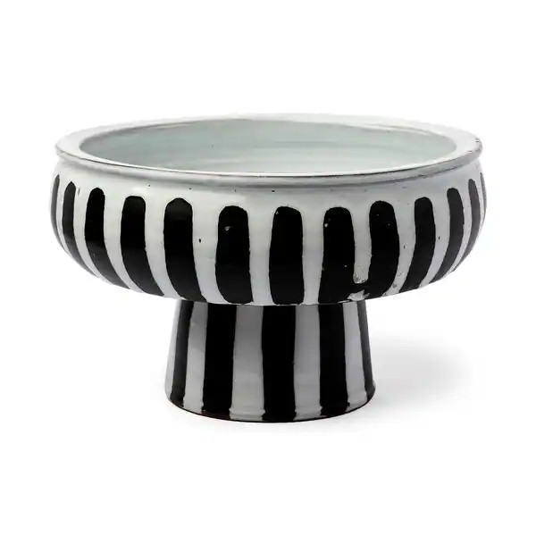 Lexington White & Black Ceramic Striped Bowl | Bed Bath & Beyond