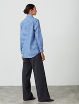 The Boyfriend: Fine Poplin, Blue Multi Stripe | With Nothing Underneath