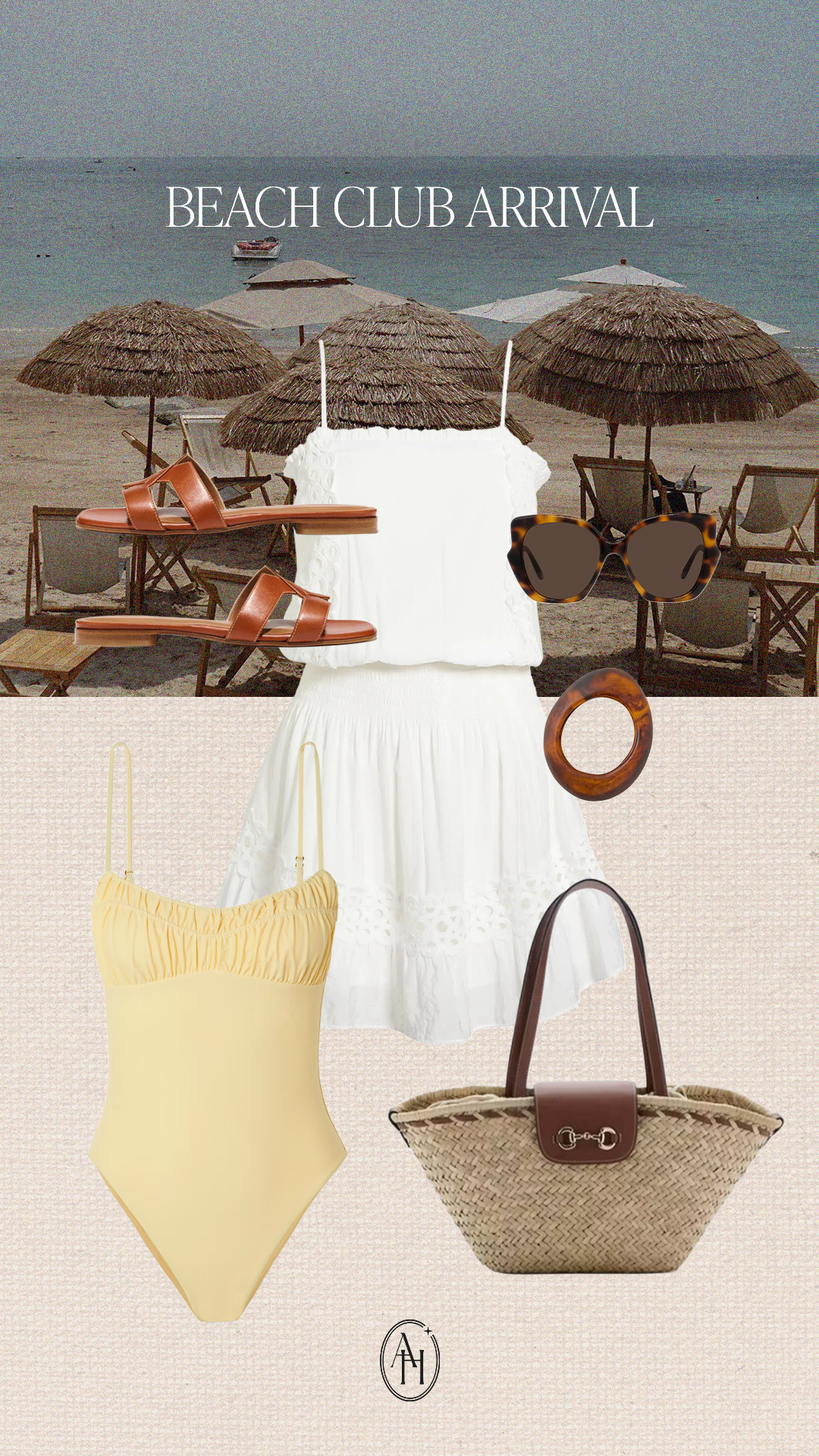 Coverup, sweet yellow swimsuit and a raffia tote for the beach! 

 #LTKSeasonal #LTKSwim

#LTKtravel