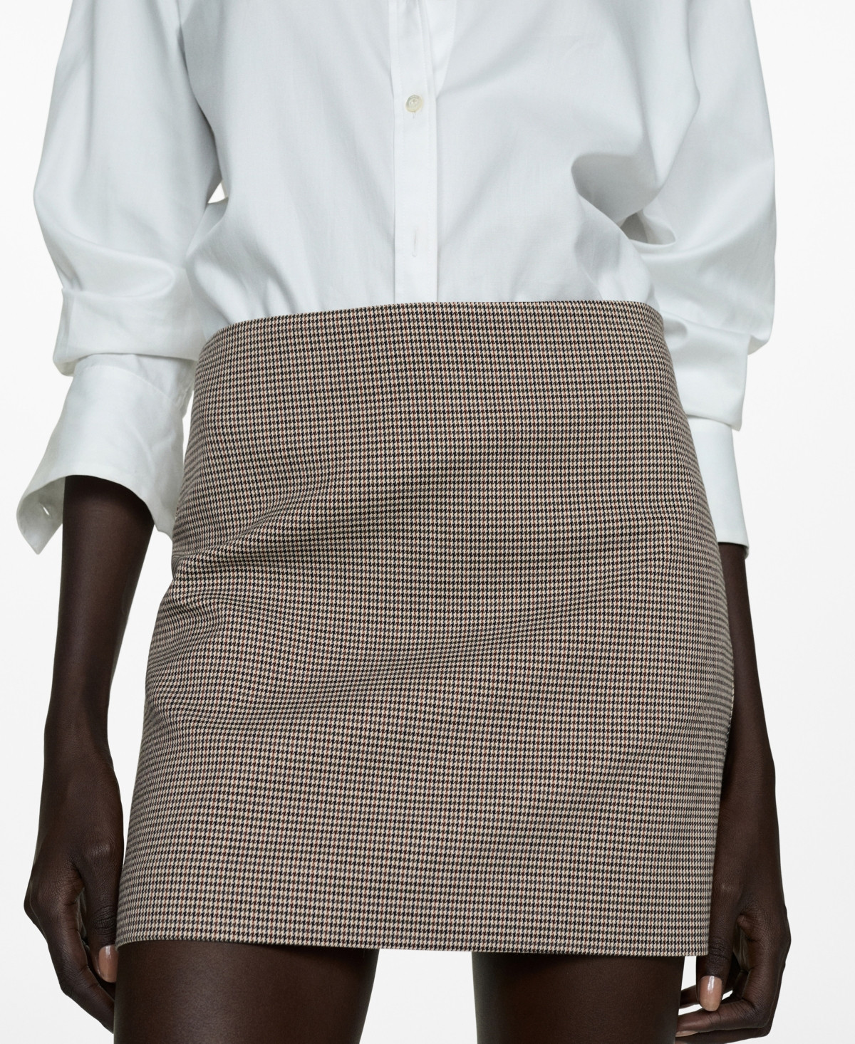 Mango Women's Houndstooth Miniskirt - Brown | Macy's
