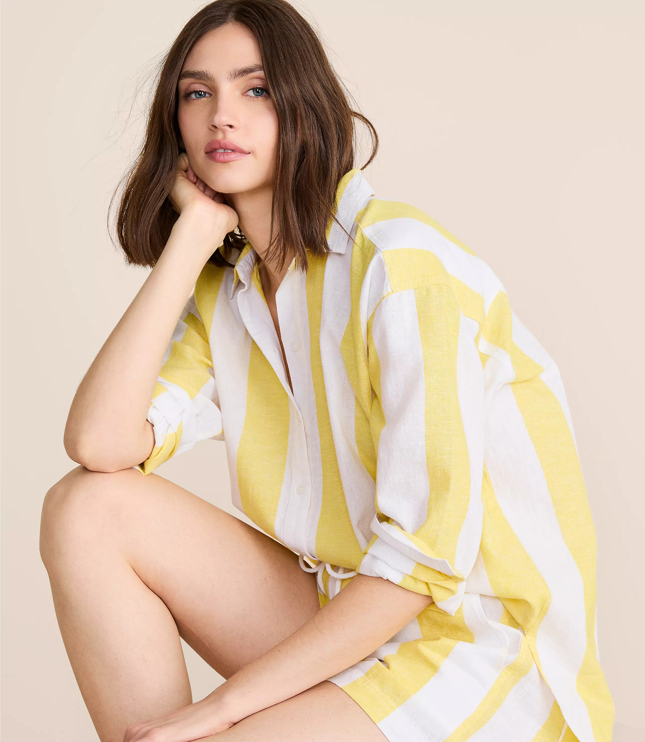 Lou & Grey Striped Linen Cotton Back Slit Tunic Shirt | LOFT