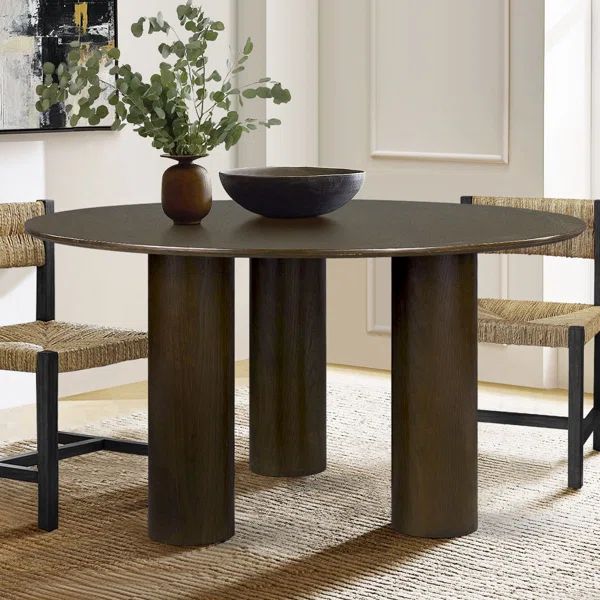 Baxman52" Rounded Solid Oak Wood Pillar Leg Dining Table | Wayfair North America