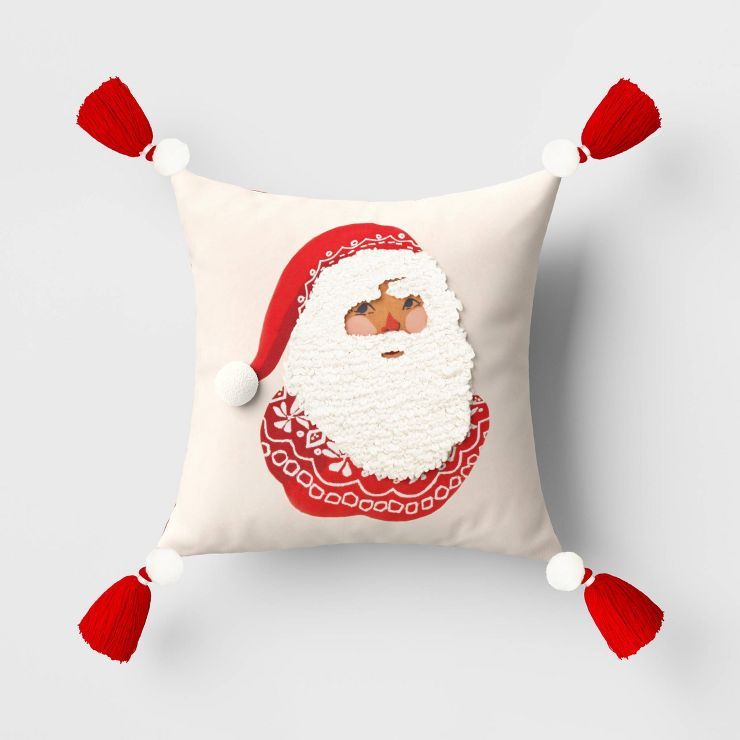 Santa Loop Tufted Square Christmas Throw Pillow Ivory - Threshold™ | Target