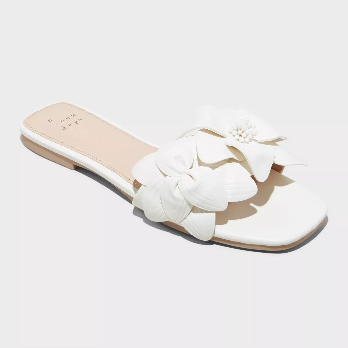 Women's Alyssa Floral Slide Sandals - A New Day™ White 6 | Target