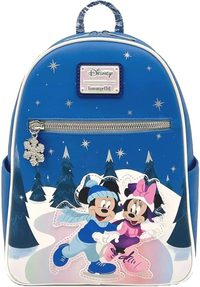 Loungefly Mickey & Minnie Mouse Winter Skating Scene Double Strap Shoulder Bag | Amazon (US)
