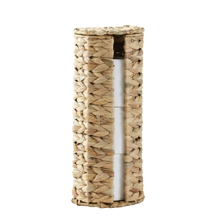 Better Homes & Gardens Floor Standing Toilet Paper Reserve with Lid, Natural Hyacinth | Walmart (US)