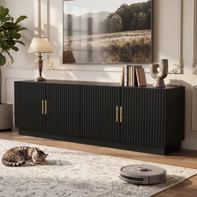 Fluted TV Stand for TVs Up to 75", Modern Wood Media Console Cabinet with 4 Doors, Entertainment Center with Ample Storage, Adjustable Shelves and Cab | Wayfair North America