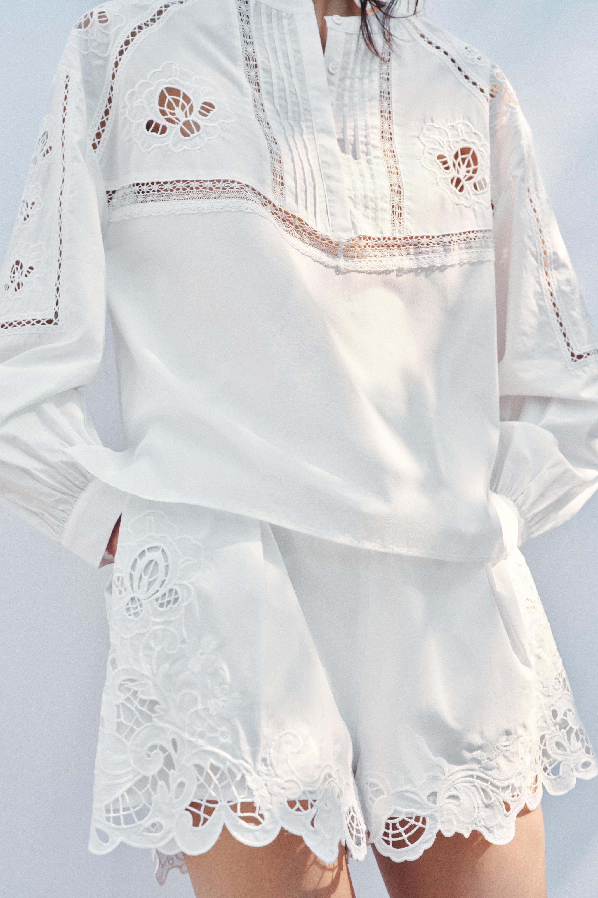 ZW COLLECTION EMBROIDERED SHORTS WITH DARTS | Zara UK