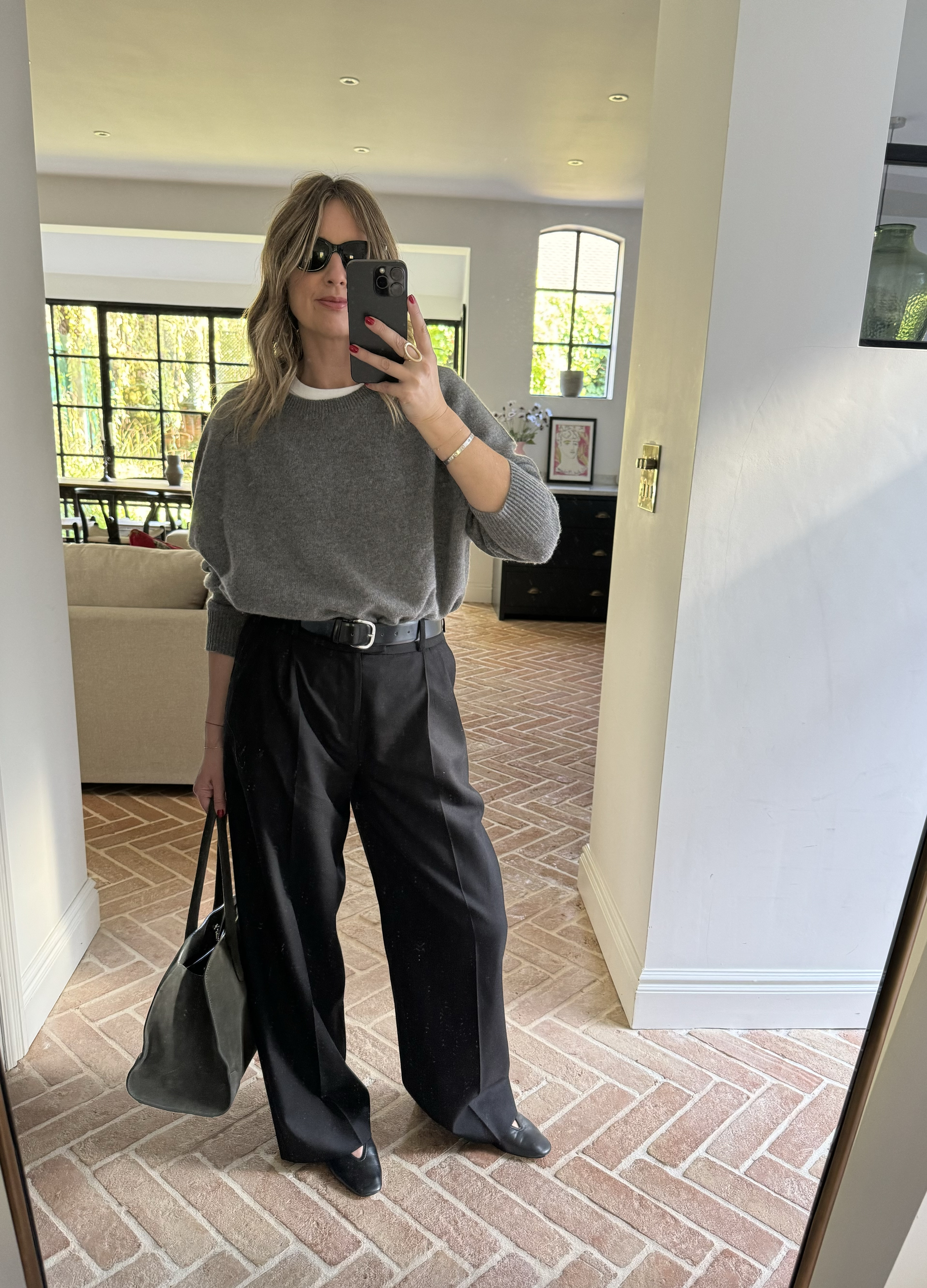 Workwear outfit idea | grey knit, relaxed trousers & ballet pumps | Tote Bag | knitwear | tailored trousers 

#LTKautumn #LTKworkwear #LTKstyletip