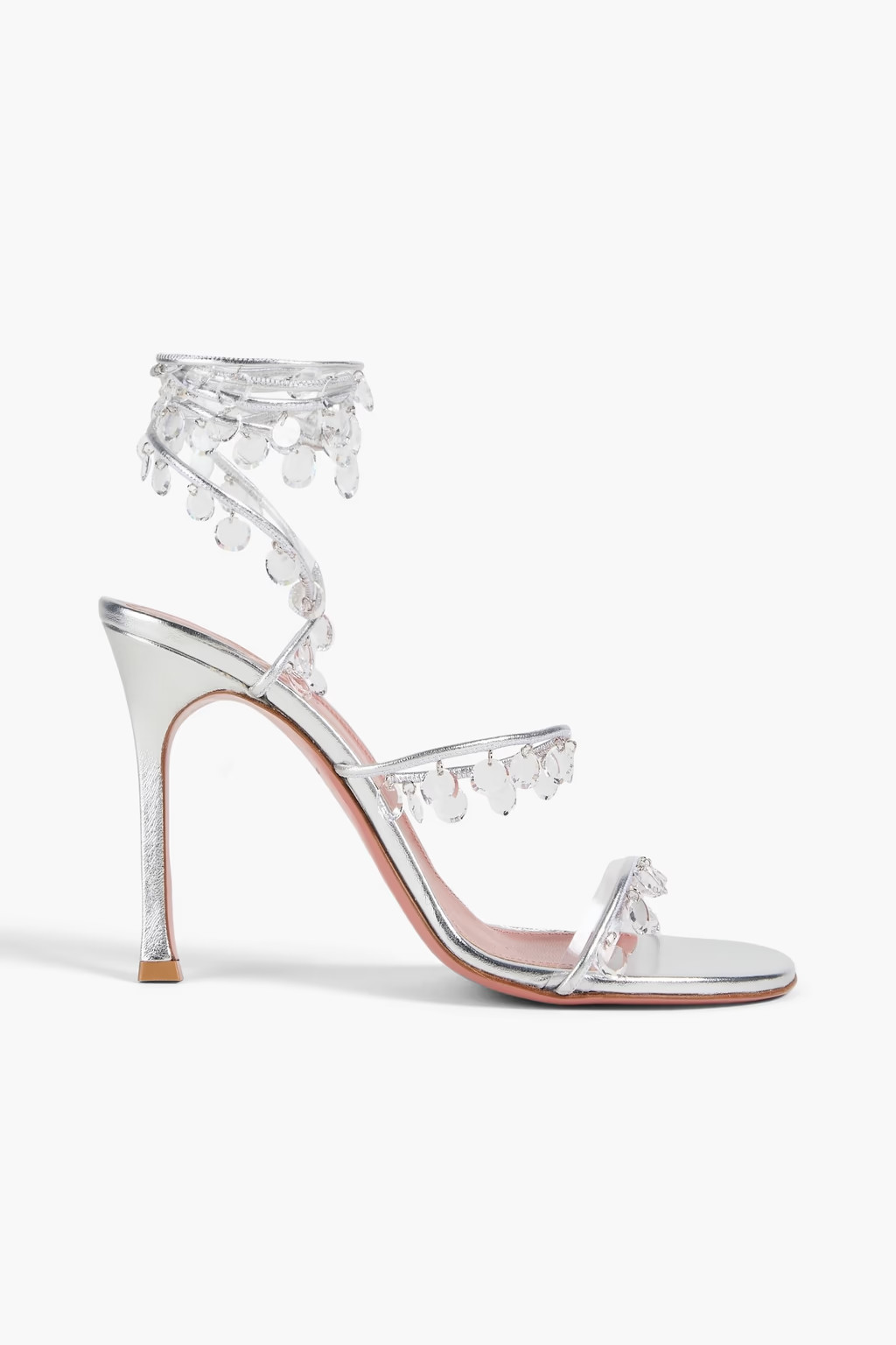 Tina crystal-embellished metallic leather sandals | The Outnet (US and CA)