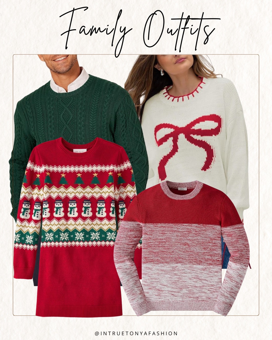 Family holiday outfits — would be cute for photos with Santa, holiday parties, church or Christmas Day 




// Christmas sweaters, family Christmas outfits, Christmas photo outfits, Christmas party outfits, Christmas party sweater, holiday party outfits, kids holiday outfits, kids Christmas outfits, matching Christmas outfits, matching Christmas sweaters, amazon Christmas sweaters, amazon Christmas outfits, amazon holiday outfits 

#LTKSeasonal #LTKFamily #LTKKids