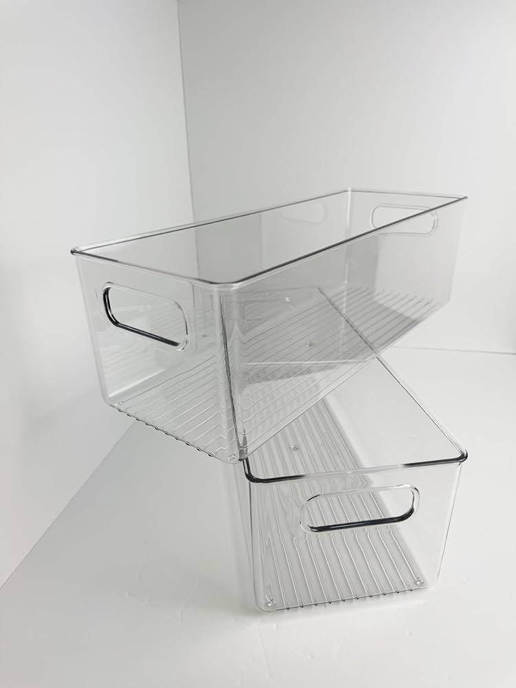 Clear Plastic Organizer Bin 16in (L) x 6in (W) x 5in (H) 2 pack | Amazon (US)