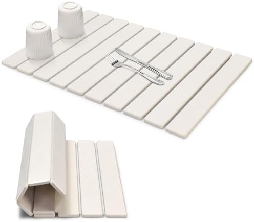 Large Stone Dish Drying Mats for Kitchen Counter, 24"(L)×16"(W) Quick Dry Collapsible Dish Dryin... | Amazon (US)