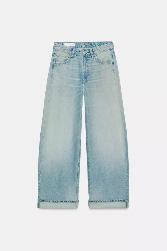 TRF MID-RISE FOLDED BAGGY JEANS | Zara US