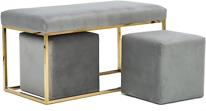 Tov Furniture Lila Tri-Velvet Bench Set | Amazon (US)