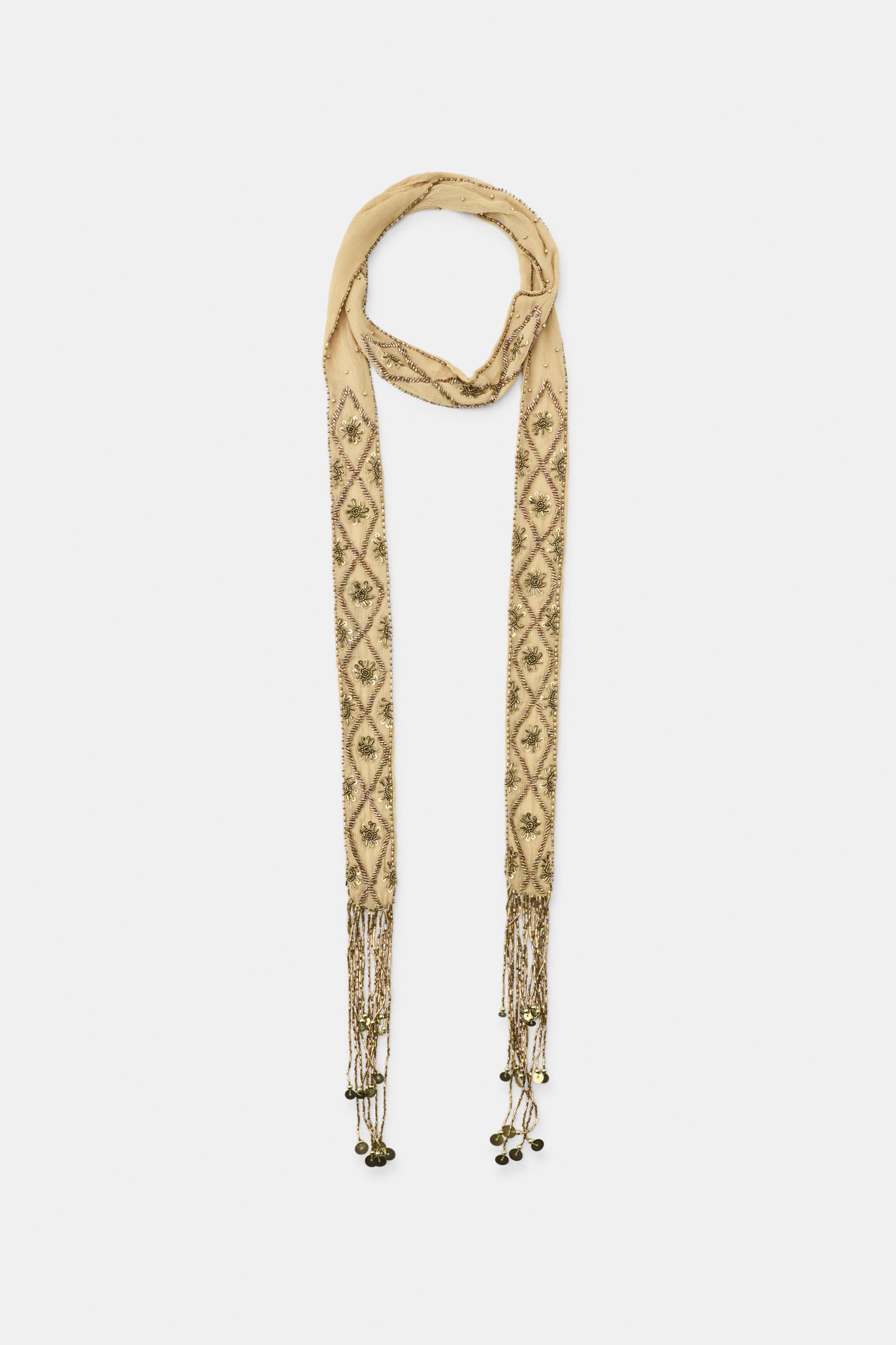 BEADED FRINGED BANDANNA | Zara US