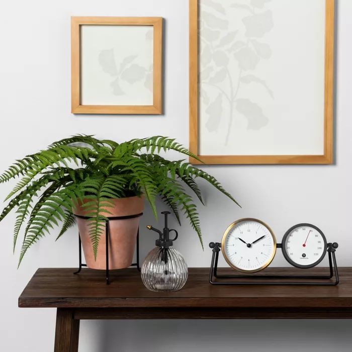 Table Clock & Thermometer Black / Brass - Hearth & Hand™ with Magnolia | Target