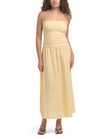 Seersucker Gingham Strapless Dress For Women, Cotton | TJ Maxx