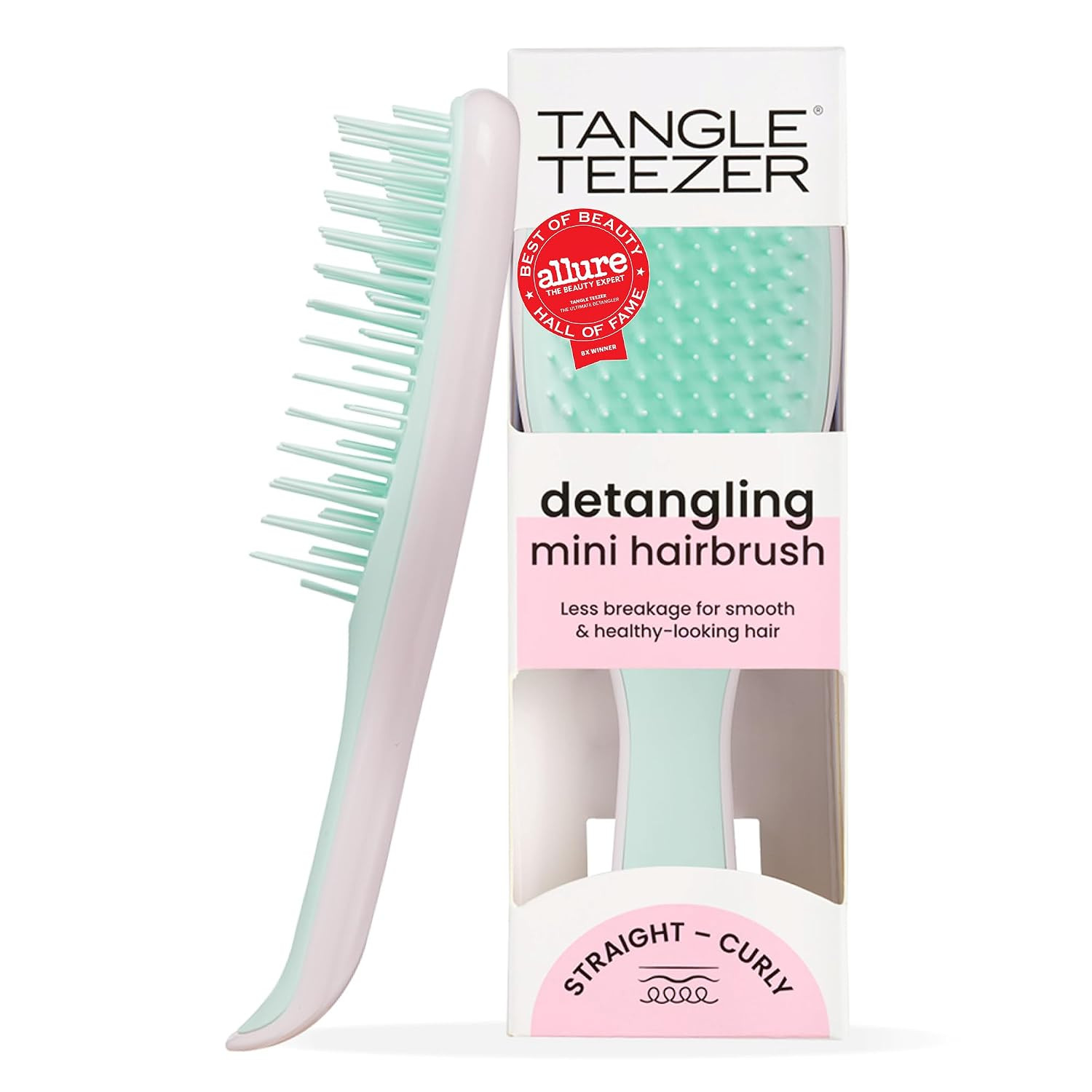 Tangle Teezer Ultimate Detangler Mini Hair Brush, Pink & Mint | Amazon (US)