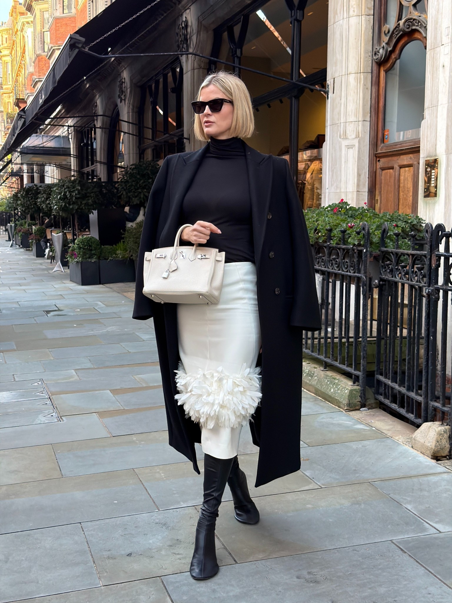 Love this skirt so much! 
Size 36/uk 8 skirt 
Size medium turtleneck 
Size 38 coat 
Boots true to size 

#LTKwinter #LTKstyletip #LTKeurope