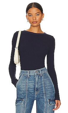 Enza Costa Silk Knit Long Sleeve Crew in Dark Navy from Revolve.com | Revolve Clothing (Global)