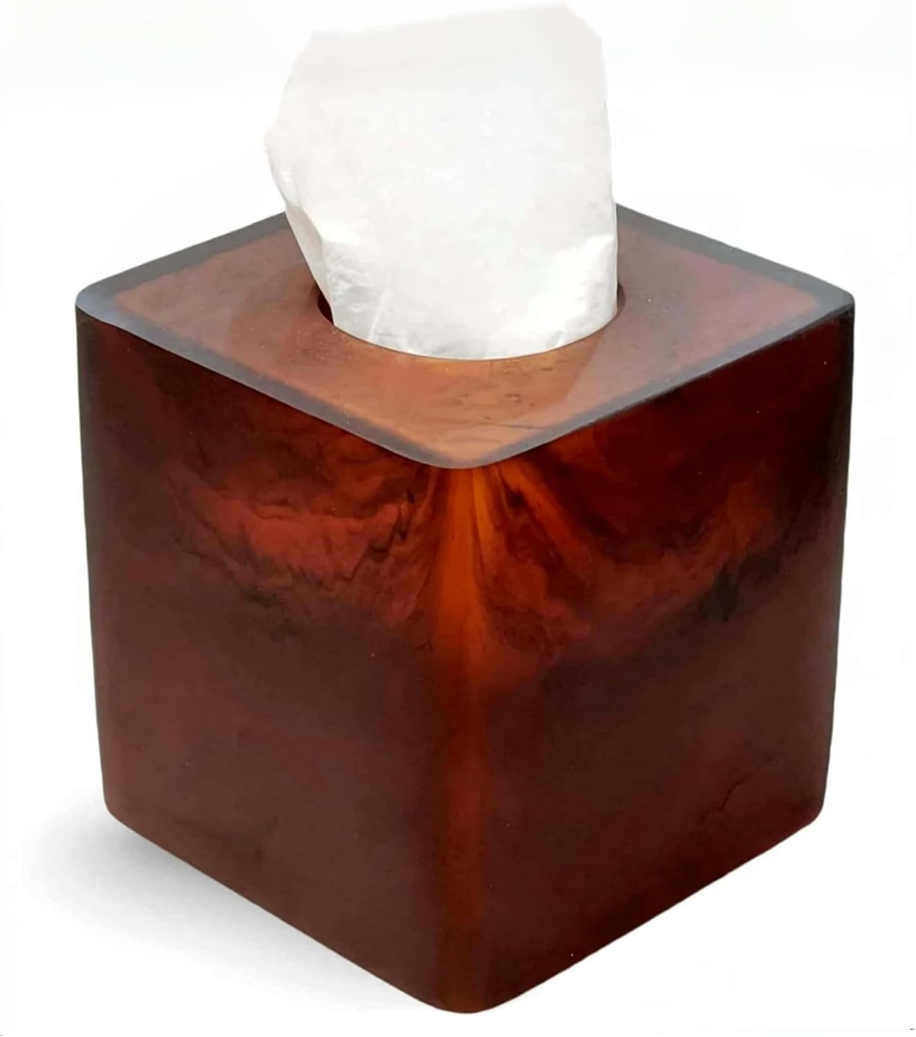 Smooth Tortoiseshell Brown Resin Square Tissue Box Cover Holder | Amazon (US)