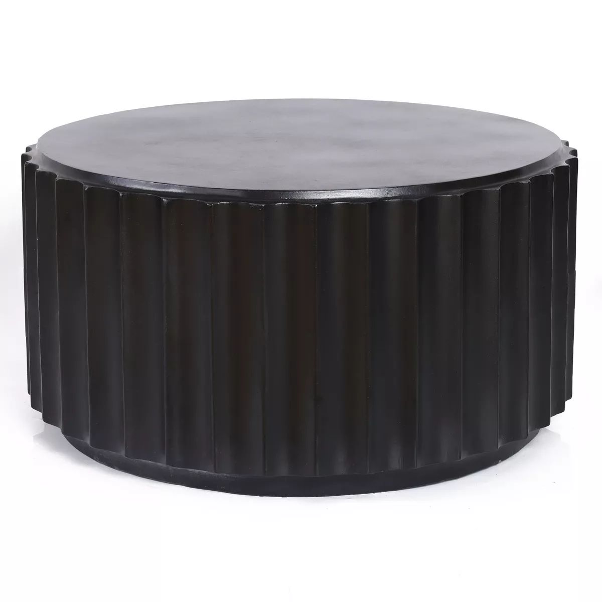 LuxenHome Black Cement Round Coffee Table | Target