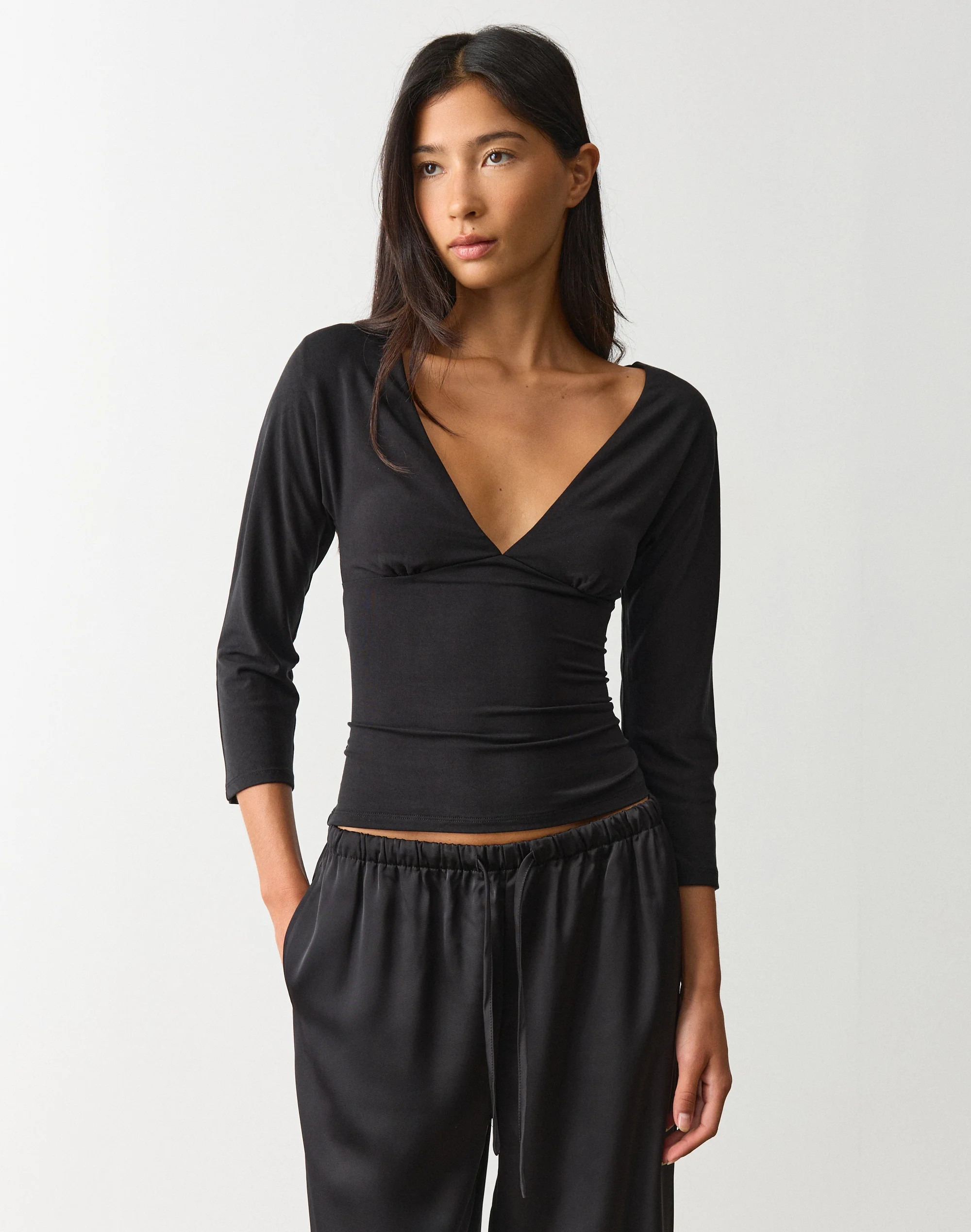V Neck Three Quarter Sleeve Top | Glassons (Australia)