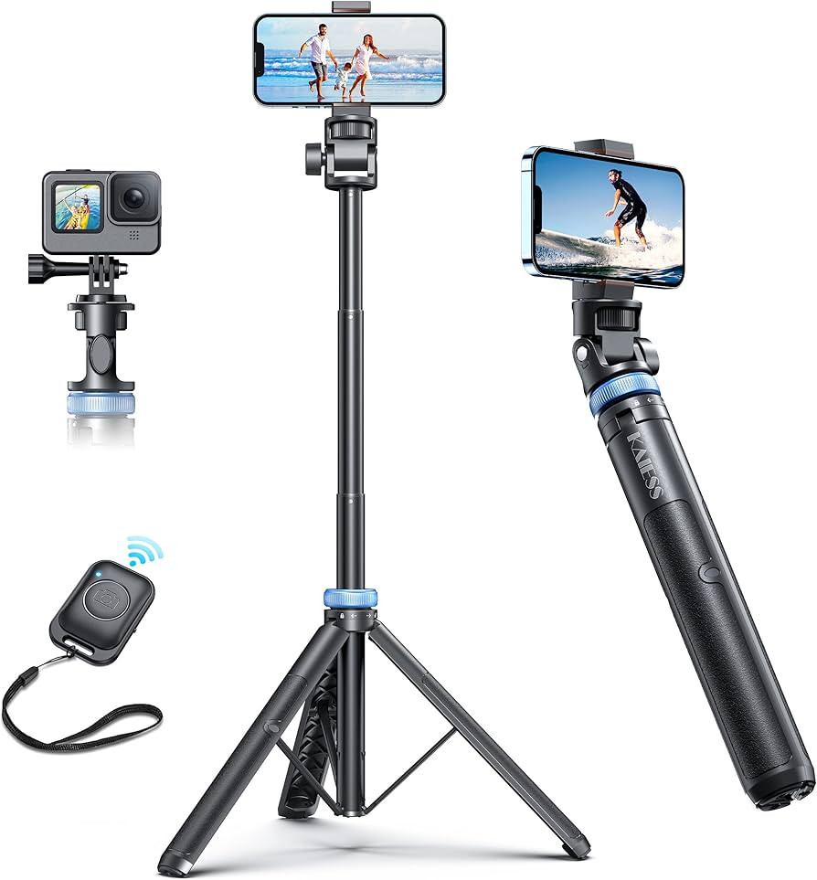 Kaiess 62" iPhone Tripod, Selfie Stick Tripod & Phone Tripod Stand with Remote, Cell Phone Tripod... | Amazon (US)